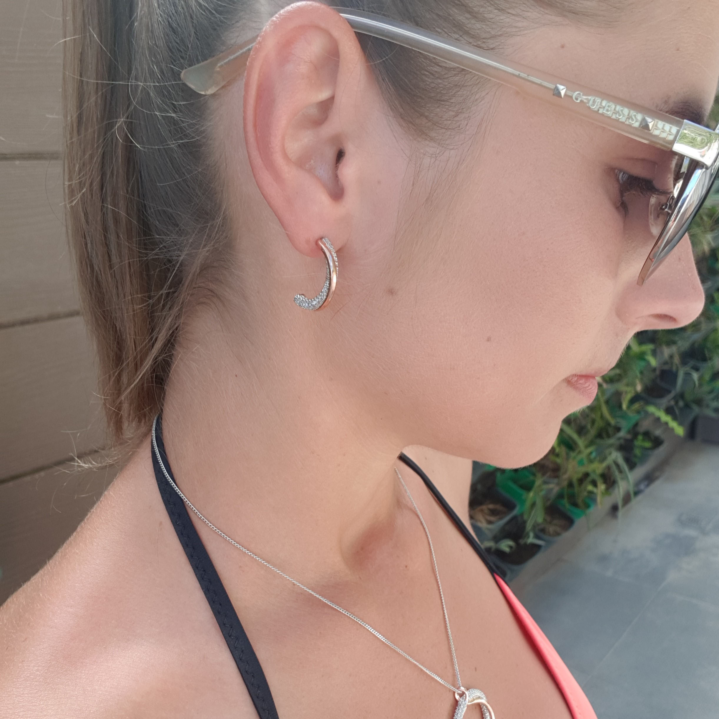 Gold necklace and silver earrings sale
